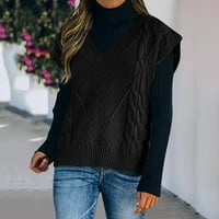Ženski džemper V-izrez Pljusak prsluk od punog boja bez rukava bez rukava