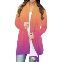 Symoidni ženski kaputi - dugi rukav modni ležerni otisnuti kardigan top bluza narandžasti xl