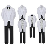 5- formalno crno bijelo odijelo set srebrni luk kravate prsluk dječak dječji smrt