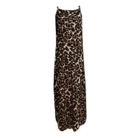 Strungten ženska ležerna modna leoparda Ispis Jednodijelni vrat Dultraj Halter haljina Maxi haljina