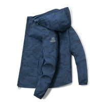Kaput s kapuljačom Blueeek muški kaput s dugim rukavima cvjetni postolje navratnik džepna jakna