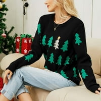 AWDENIO zimski džemper za žene vrhovi čistoća Ženska okrugla vrat Božićni ispis Rekreativni pulover