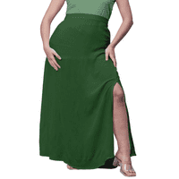 Moomaya Solid bočna suknja za žene, prednje prorez Dužina gležnja Asimetrična ljetna suknja