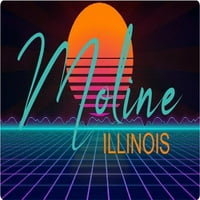 Moline Illinois Vinil Decal Stiker Retro Neon Dizajn