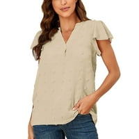 Ženska majica s kratkim rukavima Labavi majica Dame v Nek Summer Chiffon Tops bluza