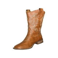 Dame Comfort Western Cowgirl Boot Square Party Party Casual Vezene cipele Brown 5