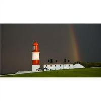 Posteranzi dpi Rainbow & Crveni i bijeli svjetionik - Južni štitnici Tyne & Twear England Poster Print