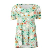 Bigersell majice za spavanje za žene s kauzalnim okruglim vratom tiskana bluza s kratkim rukavima Ljetne