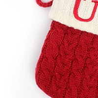 Gureui Mekani plišani monogram božićne čarape, anicijali za snježne pahuljice uzorak pletene crtane