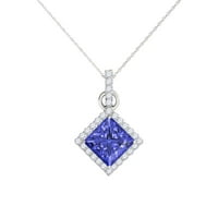 Mauli dragulji za angažman za žene 1. Carat Square Cut Dragestone i Diamond Modni privjesak prvens 10k
