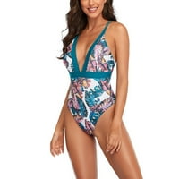 Zkozptok Jedan kupaći kostimi Ženski remen Bikini kupaći odijelo Cvjetni ispis Clotuout Cross Back kupaći