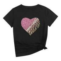 Košulje za žene plus veličine, dnevna majica za valentine Love Heart Print Majica Top majica Kratki rukav Slatka grafička majica Majica ispod 10 USD