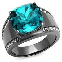 Ženski IP svijetlo Crni prsten od nehrđajućeg čelika sa gornjim kristalom u plavom cirkonu - veličine