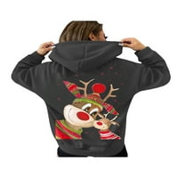 LIACOWI HOODIES za žene božićne dukseve s kapuljačom jelena predimenzionirani Xmas grafički vrhovi pulover