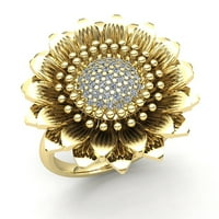 Real 0.33carat Round Cut Diamond Dame Flower Vintage Godišnjički angažman prsten od punog 18k ruža, bijelo ili žuto zlato F VS1