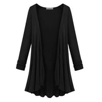 Lroplie Womens Cardigan džemperi plus veličine V-izrez dugih rukava za žene čvrsti džepovi prema kaputima na gornjem odjećnju crne l