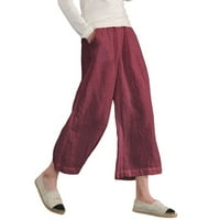 Jtckarpu casual hlače pamučne posteljine hlače za žene sa širokim nogama casual elastične pantalone