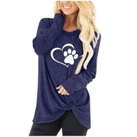 Rollbacks ženske modne košulje okrugli vrat pulover pas šap za plijeće srce, bluza s dugim rukavima