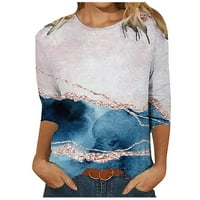 Ženska tie-boja Ispis Okrugli izrez Ombre bluza vrhovi T-majice Bijela m