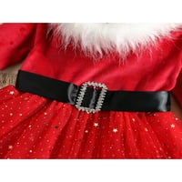 Wybzd Baby Girl Božićna haljina Santa Claus Princess Haljina dugih rukava Haljina sa trakom za glavu
