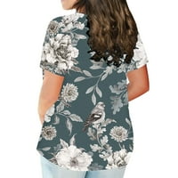 Ženska plus veličina udobnog gornjeg klirensa kratki rukav na vrhu bluze za okrugle vrata Ležerne tuničke