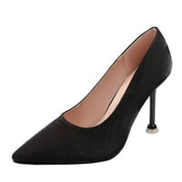 DMQupv čipke udružene sandale za žene ženske cipele šiljastom nožom Stiletto potpetica crne visoke pete