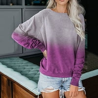 Moonker Womens Majice za žene Tie-dye Ispisani gradijentni pulover Duge dugih rukava Tee Majica Top