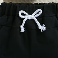 Entyinea djevojke Ljetna majica i kratke hlače Postavite kratke rukav Grafički gornji i track garniture za kratke hlače Crni 100