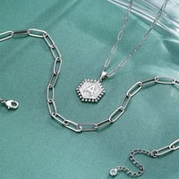 Datinty Slojevit Početne ogrlice za žene, 14K pozlaćenog papira lančana ogrlica jednostavna slatka šesterokutna