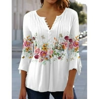 DNDKILG lijepe ženske ležerne bluze s cvjetnim dugmedom plus veličina haljina za žene Business Casual