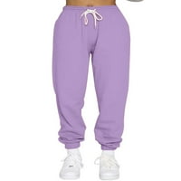 Sanviglor Womens Tweatpats Konkurentne noge Sportske hlače Jednobojno dno Casual pantalone Jogging Purple XS