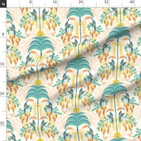 Saten tkanina FAT tromjesečje - Toucans Rainforest Resort Voće ptice Šuma Geometrijska po mjeri ispisana tkanina od kašičice