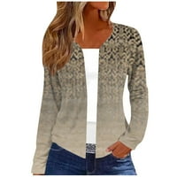Cardigan s dugim rukavima plus veličina Ženski zimski džemper Srednje dužine Kaputi Grafička odjeća za žene Brown 3xl