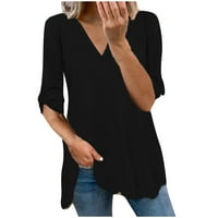 TKLPEHG ženska majica s dugim rukavima Casual dugih rukava V-izrez Dame Vrhovi lagane labave fit bluze