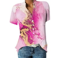 Košulje za žene Žensko dugme za kratki rukav do vrhova letnje cvjetne ženske poslovne casual majice