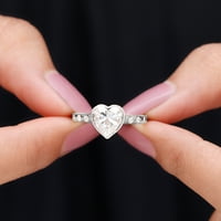 Oblik srca Moissnitni zaručnički prsten - 2. CT, srebrna srebra, SAD 9.00