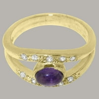 Britanci napravio je 10k žuto zlato prirodno ametist i dijamantnski ženski prsten - veličine opcija