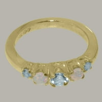 Britanci napravio je 10k žuto zlatni prsten sa prirodnim prstenom za akvamarine i opal i opcije veličine