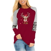 Comfy Crewneck Pulover Božićna odjeća Jesen Dukseri za ženske patchwork pulover casual labav majica
