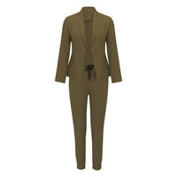 Ženske hlače s dugim rukavima Ležerne prilike Elegantni poslovni odijelo Brown XXL