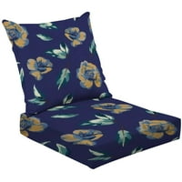 Dvodijelni jastuk za sjedenje za sjedenje višebojni žuti plavi ljepoti cvjetovi ruže plavi listovi bešavne