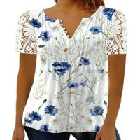 Avamo ženska majica V izrez majica s kratkim rukavima Ljetni vrhovi dame labavo bluza tunika Dnevna