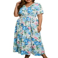 Niveer Women Sandress cvjetni print ljeto maxi haljine kratki rukav plus veličina duga haljina labava