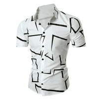 Majica Labakihah za muškarce muško ljetno casual geometrijska košulja za ispis kratkih rukava isključite
