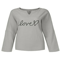 Eleluny Women V izrez T-majica Majica Labavi pulover casual bluza plus veličina siva m