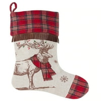 Classic Holiday Reindeer Božićne čarape za čarapu sa obrubom (16 x20
