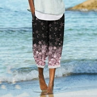 Pantalone za žene radne ležerne plaže labavi fit s džepovima visokog struka, ljetne pamučne pakove