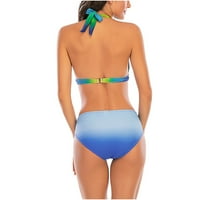 Lovskoo bikini setovi za žene kupaće kostimi Žene Dvije dame Multicolor Bikini Ispiši minimalistički vešari Pokazivanje podijeljenih kupaćih kostima zelena
