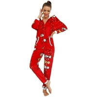 Ženski božićni runo non-foot onesie loungewear pidžamas