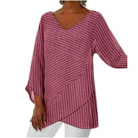 Ženski ljetni vrhovi Basic Plus veličine vrhovi kratkih rukava bluza Stripes Print Tee V-izrez rezervoar
